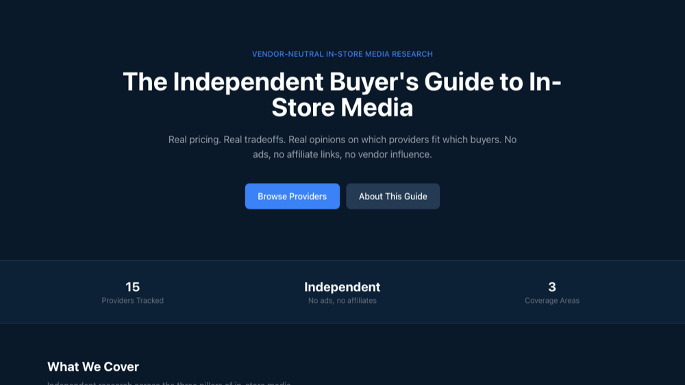 Screenshot of the InStoreIndex.com in-store media authority site